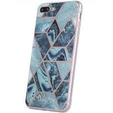 Husa Silicon, iPhone 11, Print de marmura, Albastru