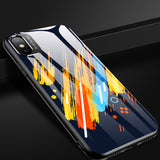 Husă durabilă din sticlă colorată, cu spate din sticlă securizată și capac pentru cameră, iPhone X/XS