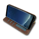 Husa Tip Carte, Piele Intoarsa, Samsung Galaxy A21S, Maro