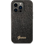 Husă Guess Hardcase Glitter Script pentru iPhone 14 Pro Max, neagră