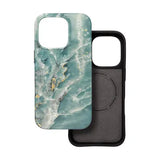 Husa pentru iPhone 16 Pro Forcell F- Protect Mirage MagSafe, Antisoc, Green marble