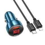 Încărcător auto HOCO USB QC 3.0 + Tip C + cablu Tip C la Apple Lightning 48W.