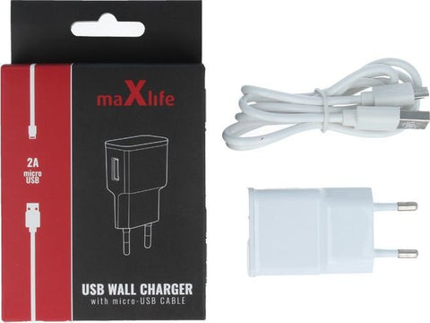 Incarcator Micro USB, Maxlife, 1M, 1A, Alb