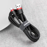 Cablu de Incarcare, Baseus, USB la USB  Type-C, 0,5M, 3A, Rosu-Negru