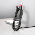 Cablu de Incarcare, Baseus, USB la USB  Type-C, 0,5M, 3A, Rosu-Negru