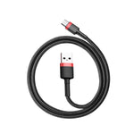 Cablu de Incarcare, Baseus, USB la USB  Type-C, 0,5M, 3A, Rosu-Negru