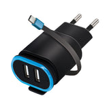 Incarcator de perete Forever, Type C, 2 intrari USB, 2.4A, negru