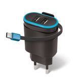 Incarcator de perete Forever, Type C, 2 intrari USB, 2.4A, negru
