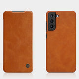 Husa flip Nillkin Qin Leather compatibila cu Samsung Galaxy S21 FE, Maro