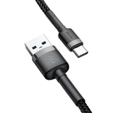 Cablu Baseus, USB la Type-C, 2M, 2A, Negru-Gri