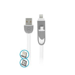Incarcator Forever, 2IN1, USB, Micro-USB, Lightning, Alb
