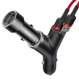 Incarcator Auto Baseus, Y-Type CCALL-YX01 cu Extensie Bricheta 2xUsb 3.4A, Negru