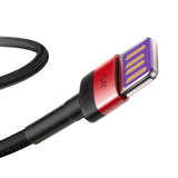 Cablu de Date, Baseus, Incarcare Rapida, 40W, USB la Type-C, 1,0M, Negru-Rosu