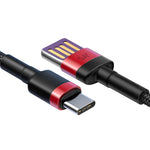 Cablu de Date, Baseus, Incarcare Rapida, 40W, USB la Type-C, 1,0M, Negru-Rosu