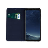 Husa Tip Carte, Piele Naturala, Samsung Galaxy A22 4G, Albastru Inchis