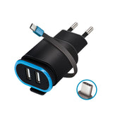 Incarcator de perete Forever, Type C, 2 intrari USB, 2.4A, negru