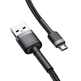 Cablu Baseus, USB la Micro-USB, 2M, 1,5A, Negru-Gri