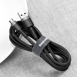 Cablu Baseus, USB la Micro-USB, 2M, 1,5A, Negru-Gri