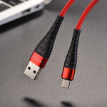 Cablu Borofone Munificent USB - USB-C 1,0 m 3A, Rosu.