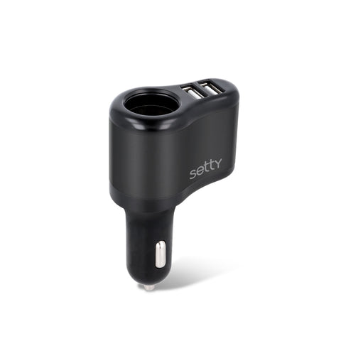 Incarcator Auto, Setty, Dublu USB + Suport pentru Bricheta, Negru