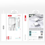 Set XO, Cablu Type-C + Adaptor X2 USB, 2.4A, Alb