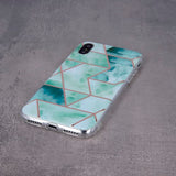 Husa Silicon, Samsung Galaxy A41, Verde-Print de Marmura