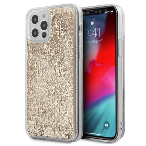 Carcasa Hibrida Guess 4G Liquid Glitter pentru iPhone 12, iPhone 12 Pro