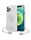 Husă Guess, iPhone 12 / 12 Pro rigidă transparentă 4G Silver Charms Collection