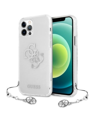 Husă Guess, iPhone 12 / 12 Pro rigidă transparentă 4G Silver Charms Collection