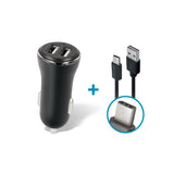 Incarcator Auto Forever, 2 prize USB, cablul Type C inclus, 2.4A, negru