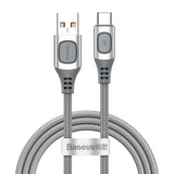 Cablu USB, Baseus, USB la Type-C, 1M, 5A, Argintiu