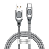 Cablu USB, Baseus, USB la Type-C, 2M, 5A,  Argintiu