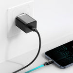 Incarcator Baseus, USB-C + Cablu Lightning-USB-C, 20W, Negru