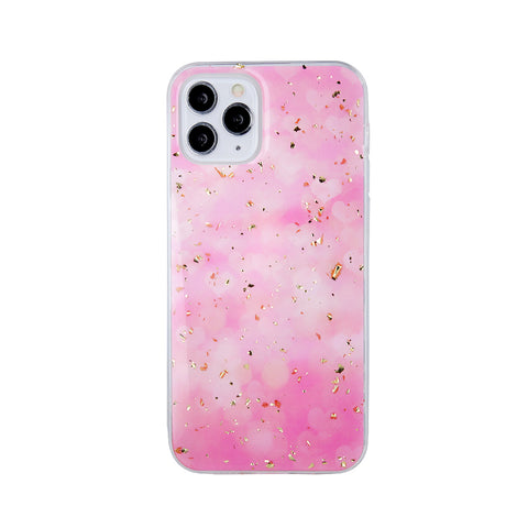 Husa Silicon Gold Glam, iPhone 13 Mini, Roz