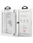Husă Guess, iPhone 12 / 12 Pro rigidă transparentă 4G Silver Charms Collection