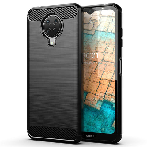 Husa Carbon Silicone Techsuit Nokia G10/G20, Negru