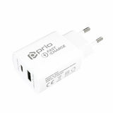 Incarcator Retea, Prio, Incarcare Rapida 20W, USB + USB-C, Alb