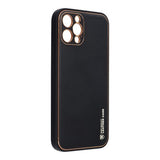 Husa din Piele, Forcell, iPhone 13 Pro, Negru-Auriu