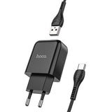 Incarcator + Cablu, Hoco, 2A, 1M, USB la Type-C, Negru