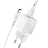 Adaptor si Cablu, Hoco, 2xUSB + Type C, 2,4A, Alb
