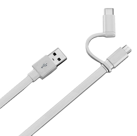 Cablu Huawei Original, USB la Micro-USB + Type-C, Alb