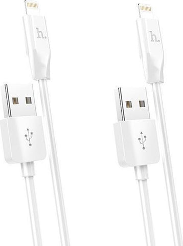Cablu USB HOCO incarcare rapida, 2 cabluri, 1m, Alb.