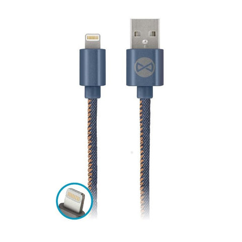 Cablu de încărcare și sincronizare Forever Jeans USB Lightning 2A, 1m, Albastru.