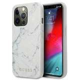 Husa Originala Guess, iPhone 13/13 Pro, Alb-Marmura
