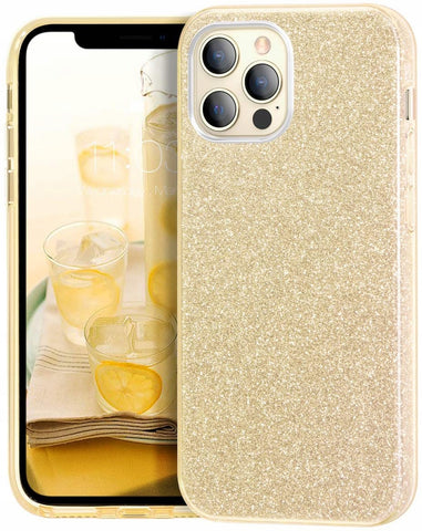 Husa iPhone iPhone 12 / iPhone 12 Pro Glitter 3in1, Auriu