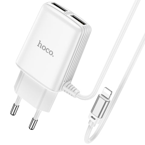 Incarcator iPhone, Hoco, 2.4A, 2 Iesiri USB, Alb