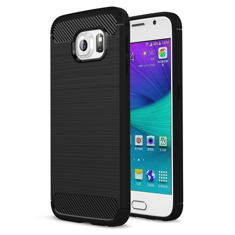 Husa Silicon Carbon, Samsung Galaxy S6, Negru