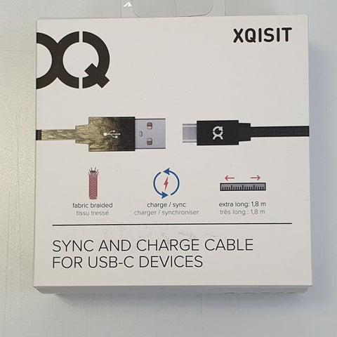Cablu XQISIT bumbac USB C 3.0 la USB A 180cm negru (27749)