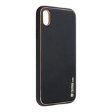 Husa Din Piele, Forcell, iPhone XR, cu protecție a camerei, Negru Auriu