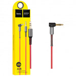 Cablu audio silicon Hoco, jack 3.5mm, UPA02, Unghi drept, Negru/Rosu